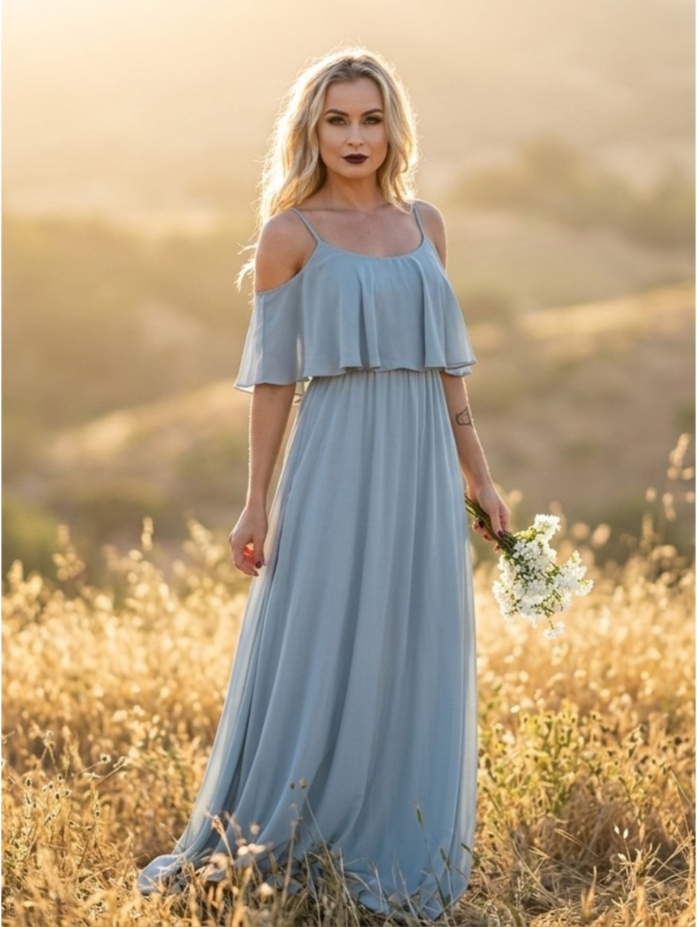 XS Show Me Your MuMu Caitlin Ruffle Maxi Dress